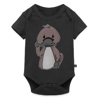 Sweet platypus shows middle finger gift - Baby Premium short-sleeve bodysuit - black - Front