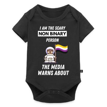 LGBTQIA Cadeau de loutre d’astronaute non binaire LGBT - Body à manches courtes Premium Bébé - noir - Devant