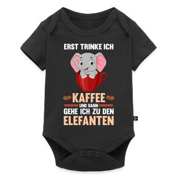 Elefantzüchter Elefanten Elefant - Baby Premium Kurzarmbody - Schwarz - Vorne
