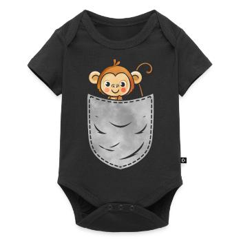 Pocket Monkey Animal In Your Pocket Monkey - Baby Premium Kurzarmbody - Schwarz - Vorne