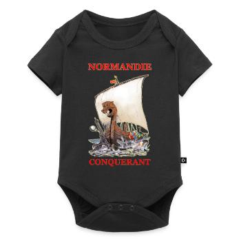 NORMANDIE CONQUERANT Kreation Louis RUNEMBERG © - Baby Premium Kurzarmbody - Schwarz - Vorne