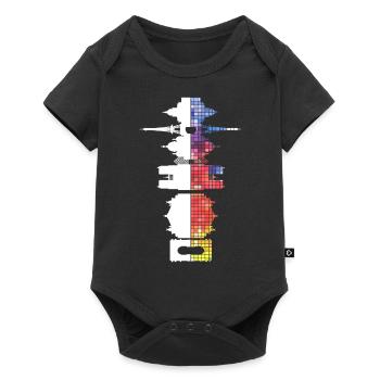 Paris France City Skyline Pixel Coloré - Body à manches courtes Premium Bébé - noir - Devant