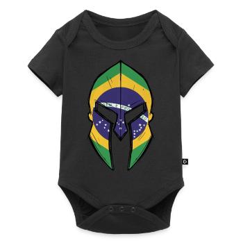 drapeau du Brésil dans le casque du guerrier spartiate - Body à manches courtes Premium Bébé - noir - Devant