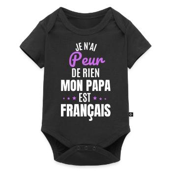 Je n'ai peur de rien mon papa est français - Body à manches courtes Premium Bébé - noir - Devant