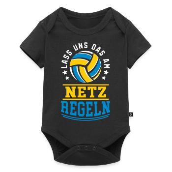 Volleyball Lass uns das am netz Regeln Geschenk - Baby Premium Kurzarmbody - Schwarz - Vorne