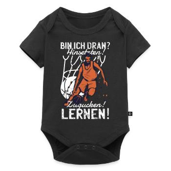 Basketball Spruch Hinsetzen! Zugucken! Lernen! - Baby Premium Kurzarmbody - Schwarz - Vorne