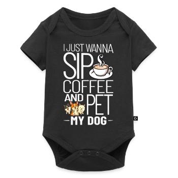Cafetière Chien Machine Puppy Cup Grains - Body à manches courtes Premium Bébé - noir - Devant