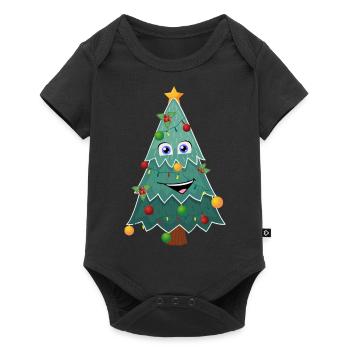 Happy Christmas Tree - Baby Premium short-sleeve bodysuit - black - Front