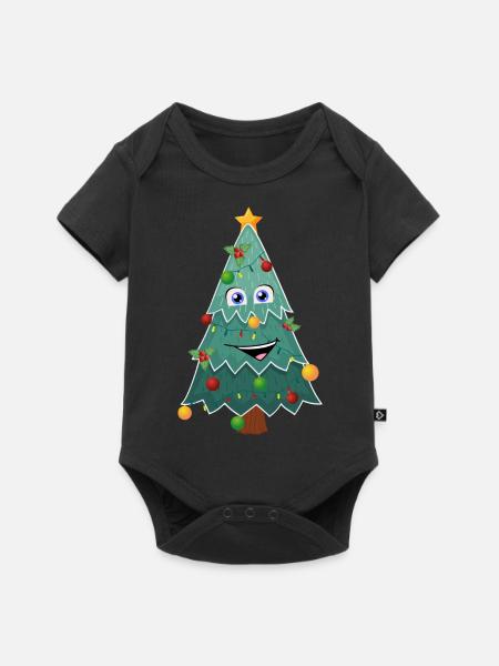 Happy Christmas Tree - Baby Premium Kurzarmbody - Schwarz