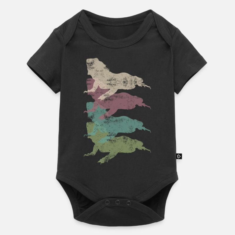 Retro Eidechse Echse - Baby Premium Kurzarmbody - Schwarz
