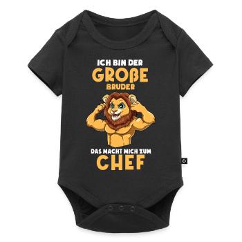 Lustiges Großer Bruder Shirt - Starker Löwe - Baby Premium Kurzarmbody - Schwarz - Vorne