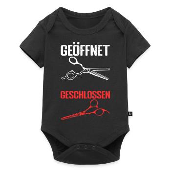 Friseure geöffnet geschlossen witziges Friseur Ges - Baby Premium Kurzarmbody - Schwarz - Vorne