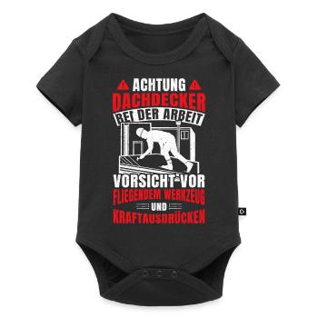 Dachdeckermeister Achtung Dachdecker - Baby Premium Kurzarmbody - Schwarz - Vorne