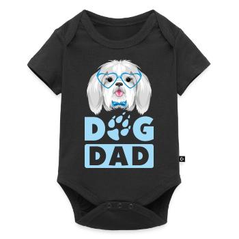 Joli Shih Tzu en lunettes bleues. Papa chien - Body à manches courtes Premium Bébé - noir - Devant
