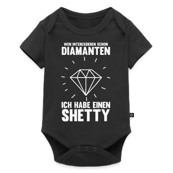 Pferd Reitsport Reiten Pferdesport Shetty - Baby Premium Kurzarmbody - Schwarz - Vorne