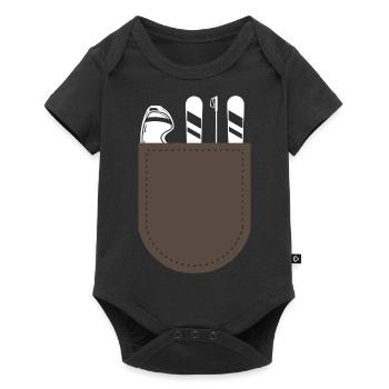 Skifahrer Lifestyle Sportbekleidung Winter Skibekl - Baby Premium Kurzarmbody - Schwarz - Vorne