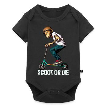 Stunt Scooter Affe macht Tricks - Baby Premium Kurzarmbody - Schwarz - Vorne