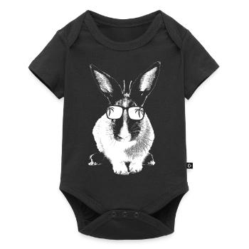 Hase Tierliebhaber Naturfans Sonnenbrille Hasenlie - Baby Premium Kurzarmbody - Schwarz - Vorne