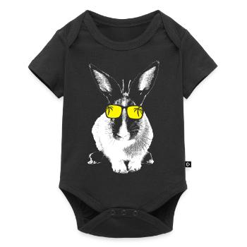 Hase Tierliebhaber Naturfans Sonnenbrille Haustier - Baby Premium Kurzarmbody - Schwarz - Vorne