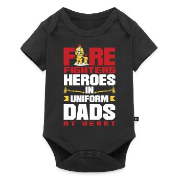 Firefighters Heroes in Uniform Dads at Heart - Baby Premium short-sleeve bodysuit - black - Front
