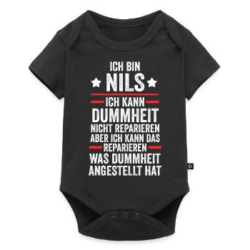 Nils - Baby Premium Kurzarmbody - Schwarz - Vorne