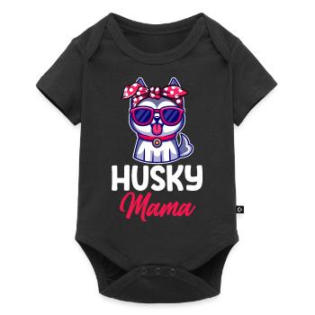 Hund Husky Mama - Baby Premium Kurzarmbody - Schwarz - Vorne