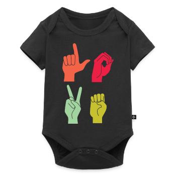 Love Sign ASL Deaf Pride - Baby Premium Kurzarmbody - Schwarz - Vorne