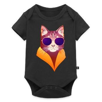 Chat Chat Chat Propriétaire Chaton Chat Domestique - Body à manches courtes Premium Bébé - noir - Devant