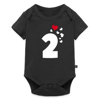 2 Herzen 2. Geburtstag - Baby Premium Kurzarmbody - Schwarz - Vorne