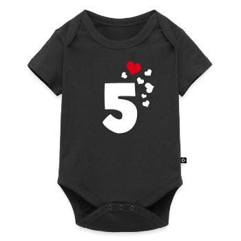 5 Herzen 5. Geburtstag - Baby Premium Kurzarmbody - Schwarz - Vorne