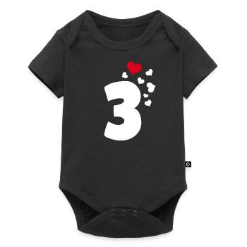 3 hearts 3rd birthday - Baby Premium short-sleeve bodysuit - black - Front