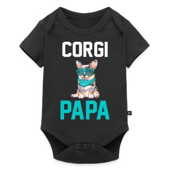 Dog Corgi Papa - Baby Premium short-sleeve bodysuit - black - Front