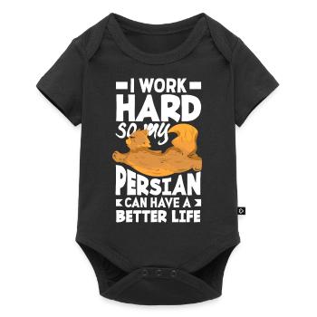 Je travaille dur pour que mon persan puisse avoir une vie meilleure - Body à manches courtes Premium Bébé - noir - Devant