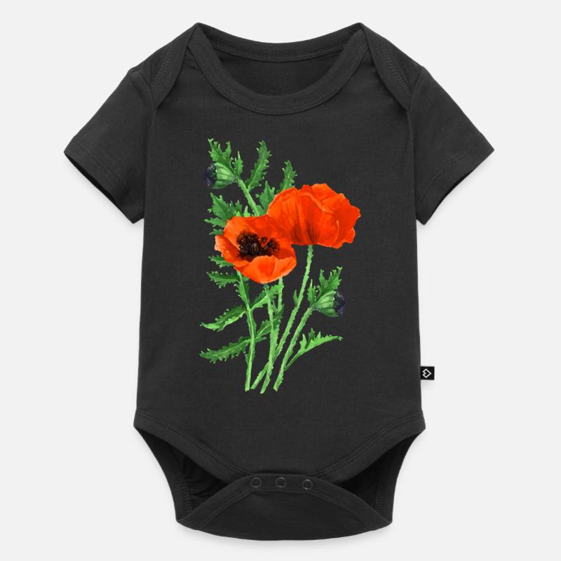Blumen - Baby Premium Kurzarmbody - Schwarz