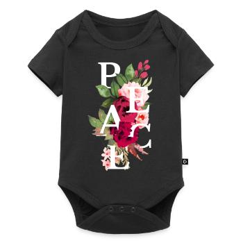 Peace flowers - Body à manches courtes Premium Bébé - noir - Devant