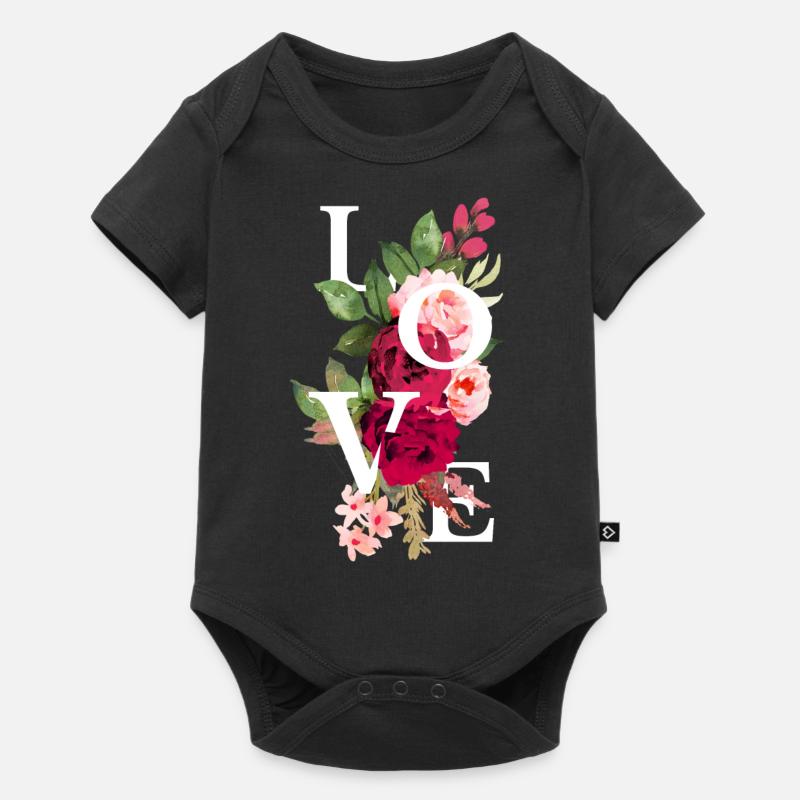 Love flowers - Body à manches courtes Premium Bébé - noir
