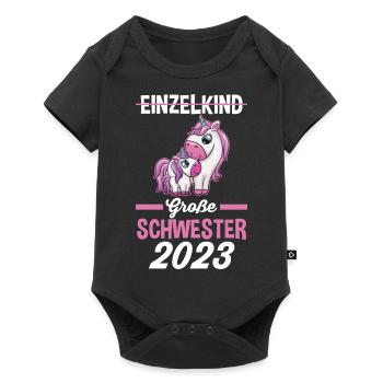 Einhorn Schwester 2023 - Baby Premium Kurzarmbody - Schwarz - Vorne