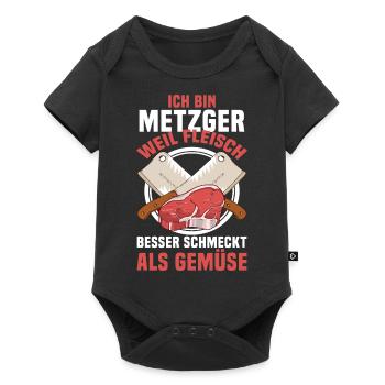 Metzger Fleischer Weil Fleisch besser schmeckt - Baby Premium Kurzarmbody - Schwarz - Vorne