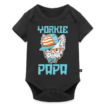 Dog Yorkie Papa - Baby Premium short-sleeve bodysuit - black - Front