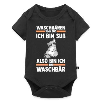Tiermotiv Waschbär - Baby Premium Kurzarmbody - Schwarz - Vorne