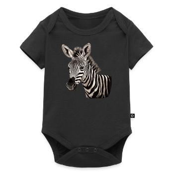 Zebra Afrika Tier - Baby Premium Kurzarmbody - Schwarz - Vorne