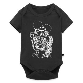 skull skeleton death halloween horror black dead - Baby Premium short-sleeve bodysuit - black - Front