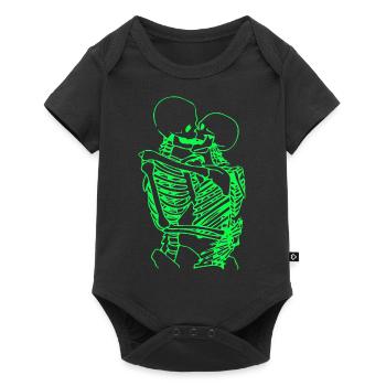 skull skeleton death halloween horror black dead - Baby Premium short-sleeve bodysuit - black - Front