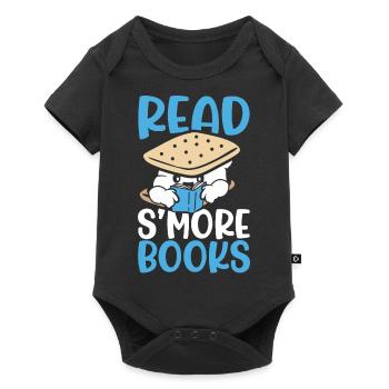 Read Smore Books Men Marshmallow Camping Campfire - Baby Premium Kurzarmbody - Schwarz - Vorne