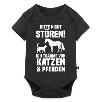 Pferde Pferdeliebhaber Katzenliebhaber Katzen - Baby Premium Kurzarmbody - Schwarz - Vorne