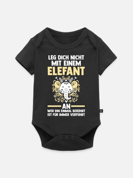 Elefant Elefanten - Baby Premium Kurzarmbody - Schwarz