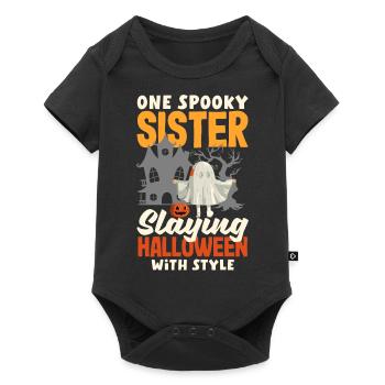 One Spooky Sister Retro Halloween Costume - Baby Premium short-sleeve bodysuit - black - Front
