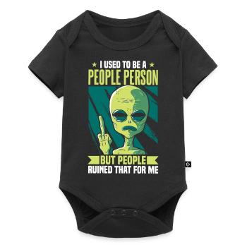 Früher war ich ein geselliger Mensch Alien Antisozial - Baby Premium Kurzarmbody - Schwarz - Vorne