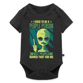 J’avais l’habitude d’être une personne humaine Extraterrestre introverti - Body à manches courtes Premium Bébé - noir - Devant