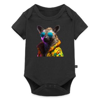 Hyène avec lunettes de soleil Colorful Cool Hyènes Afrique - Body à manches courtes Premium Bébé - noir - Devant